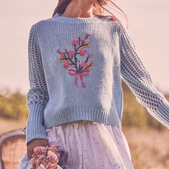 SOLD Loveshackfancy ROSIE Sweater FLORAL BOUQUET - Picture 4 of 11